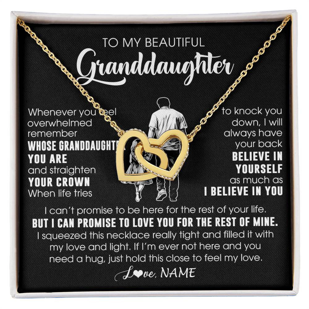 Interlocking Hearts Necklace 18K Yellow Gold Finish | 1 | Personalized To My Beautiful Granddaughter Necklace From Grandpa Believe In Yourself Granddaughter Birthday Gifts Jewelry Christmas Customized Message Card | siriusteestore