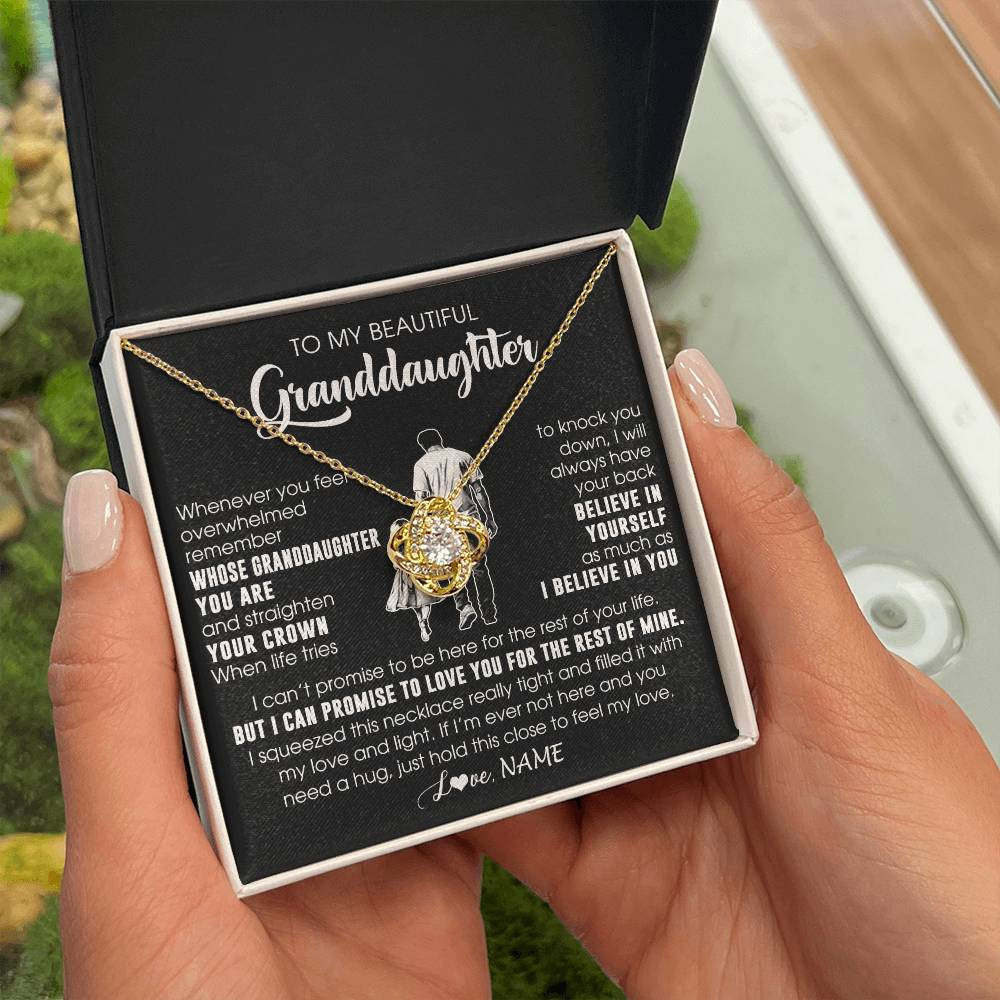 Love Knot Necklace 18K Yellow Gold Finish | 2 | Personalized To My Beautiful Granddaughter Necklace From Grandpa Believe In Yourself Granddaughter Birthday Gifts Jewelry Christmas Customized Message Card | siriusteestore