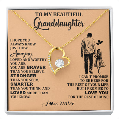 Forever Love Necklace 18K Yellow Gold Finish | 1 | Personalized To My Beautiful Granddaughter Necklace From Grandpa Promise To Love You Granddaughter Birthday Jewelry Christmas Customized Gift Box Message Card | siriusteestore