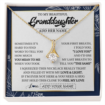 Alluring Beauty Necklace 18K Yellow Gold Finish | 1 | Personalized To My Beautiful Granddaughter Necklace From Granparents Feel My Love Valentine Gifts For Granddaughter Birthday Christmas Gift Box Message Card | https://siriusteestore.