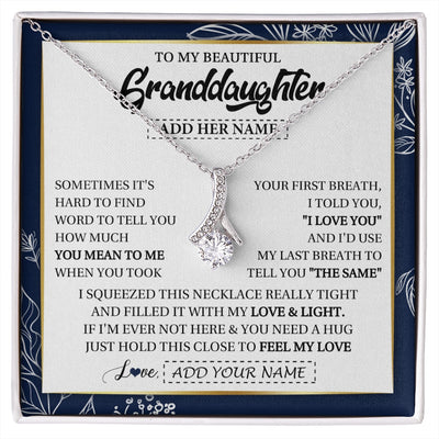 Alluring Beauty Necklace 14K White Gold Finish | 1 | Personalized To My Beautiful Granddaughter Necklace From Granparents Feel My Love Valentine Gifts For Granddaughter Birthday Christmas Gift Box Message Card | https://siriusteestore.