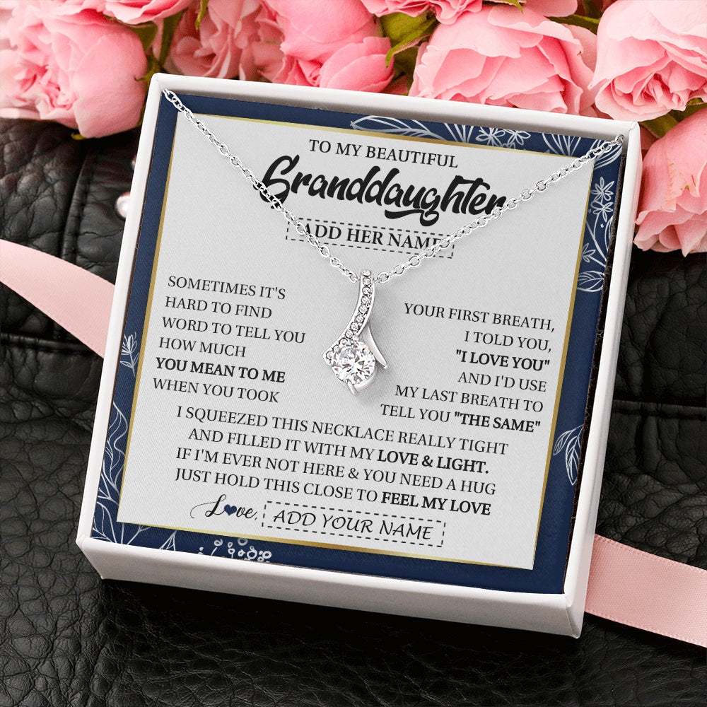 Alluring Beauty Necklace 14K White Gold Finish | 2 | Personalized To My Beautiful Granddaughter Necklace From Granparents Feel My Love Valentine Gifts For Granddaughter Birthday Christmas Gift Box Message Card | https://siriusteestore.