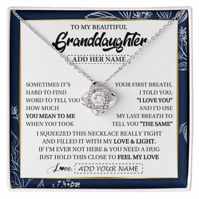 Love Knot Necklace 14K White Gold Finish | 1 | Personalized To My Beautiful Granddaughter Necklace From Granparents Feel My Love Valentine Gifts For Granddaughter Birthday Christmas Gift Box Message Card | https://siriusteestore.