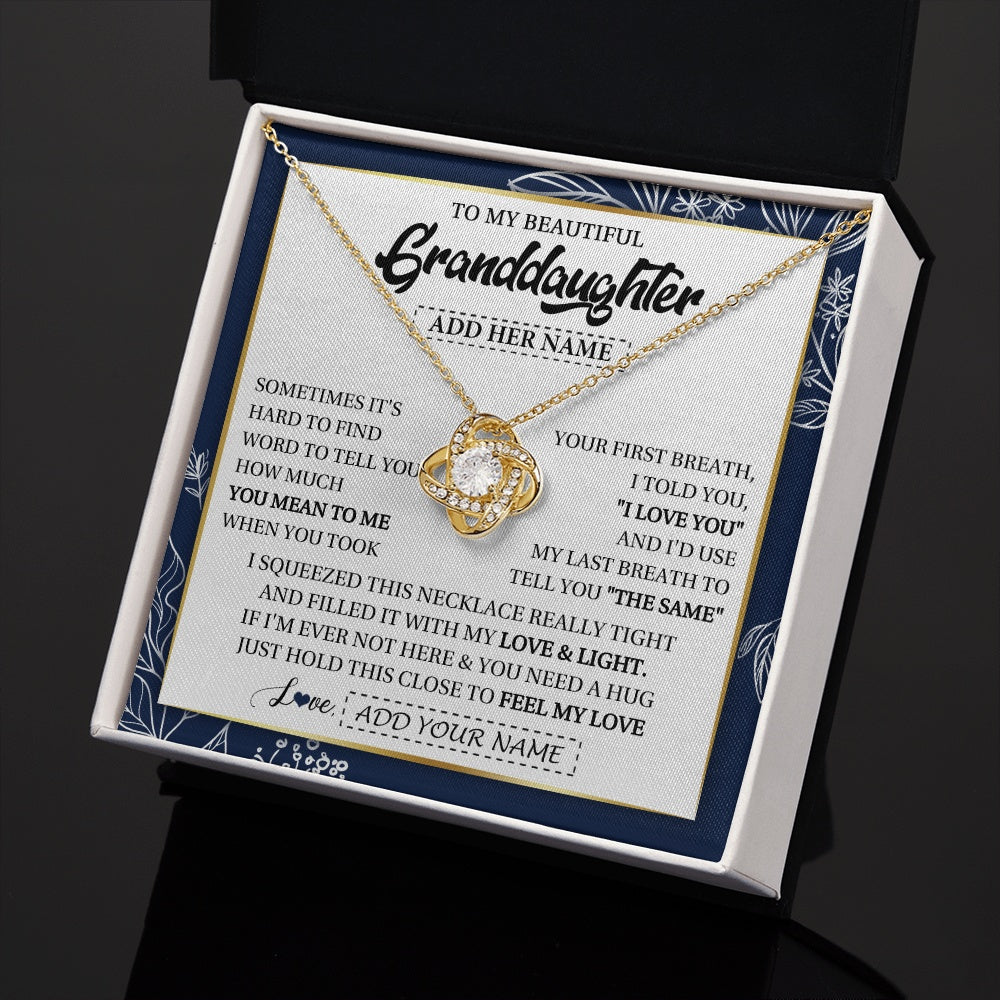 Love Knot Necklace 18K Yellow Gold Finish | 2 | Personalized To My Beautiful Granddaughter Necklace From Granparents Feel My Love Valentine Gifts For Granddaughter Birthday Christmas Gift Box Message Card | https://siriusteestore.