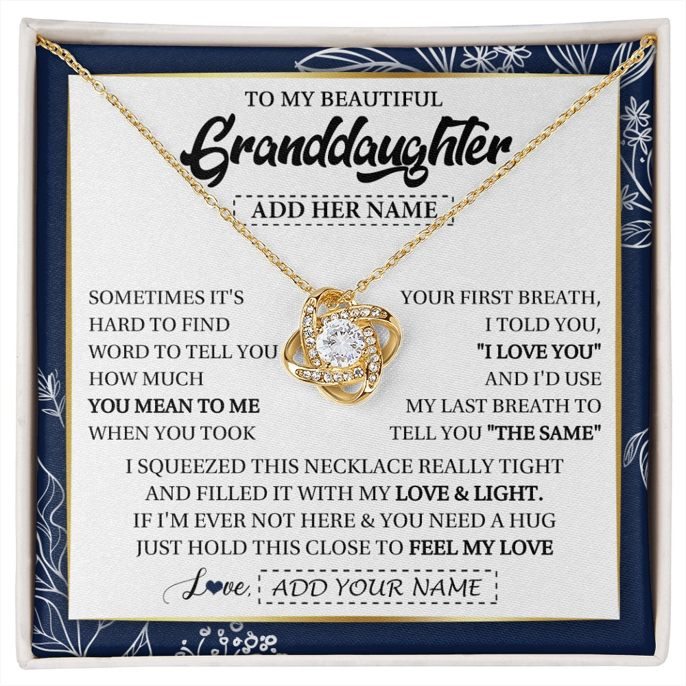 Love Knot Necklace 18K Yellow Gold Finish | 1 | Personalized To My Beautiful Granddaughter Necklace From Granparents Feel My Love Valentine Gifts For Granddaughter Birthday Christmas Gift Box Message Card | https://siriusteestore.