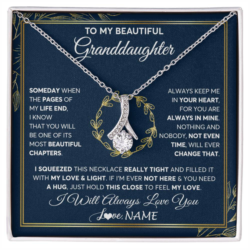 Alluring Beauty Necklace 14K White Gold Finish | Personalized To My Beautiful Granddaughter Necklace From Nana Someday Granddaughter Birthday Christmas Jewelry Charm Present Customized Gift Box Message Card | siriusteestore