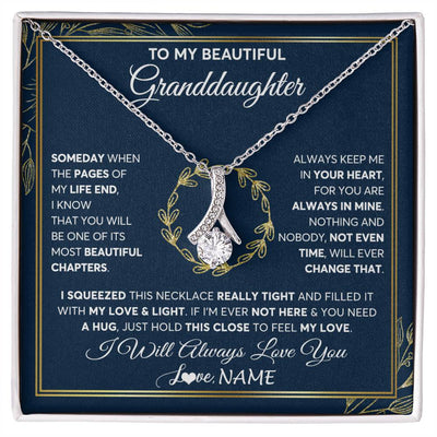 Alluring Beauty Necklace 14K White Gold Finish | Personalized To My Beautiful Granddaughter Necklace From Nana Someday Granddaughter Birthday Christmas Jewelry Charm Present Customized Gift Box Message Card | siriusteestore