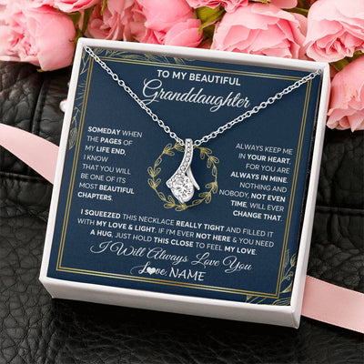 Alluring Beauty Necklace 14K White Gold Finish | Personalized To My Beautiful Granddaughter Necklace From Nana Someday Granddaughter Birthday Christmas Jewelry Charm Present Customized Gift Box Message Card | siriusteestore