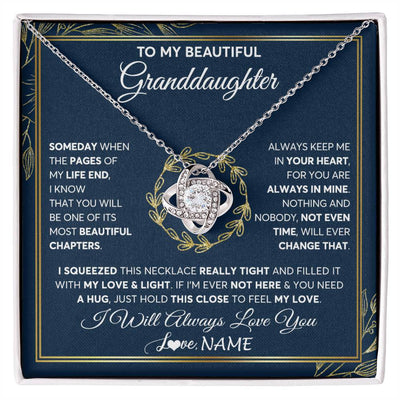 Love Knot Necklace 14K White Gold Finish | Personalized To My Beautiful Granddaughter Necklace From Nana Someday Granddaughter Birthday Christmas Jewelry Charm Present Customized Gift Box Message Card | siriusteestore