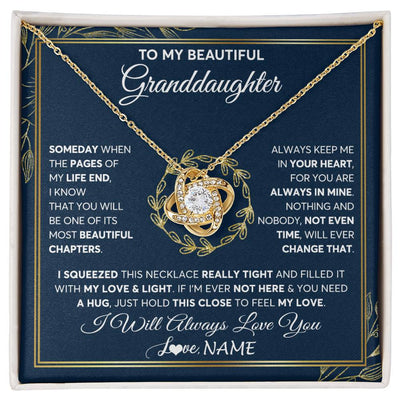 Love Knot Necklace 18K Yellow Gold Finish | Personalized To My Beautiful Granddaughter Necklace From Nana Someday Granddaughter Birthday Christmas Jewelry Charm Present Customized Gift Box Message Card | siriusteestore