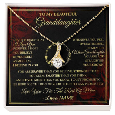 Alluring Beauty Necklace 18K Yellow Gold Finish | 1 | Personalized To My Beautiful Granddaughter Necklace Gift From Grandma Gigi I Love You Granddaughter Birthday Gifts Christmas Customized Gift Box Message Card | siriusteestore