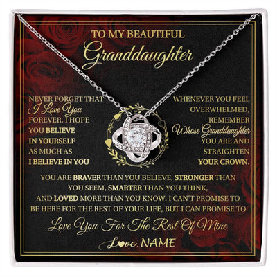 Love Knot Necklace 14K White Gold Finish | 1 | Personalized To My Beautiful Granddaughter Necklace Gift From Grandma Gigi I Love You Granddaughter Birthday Gifts Christmas Customized Gift Box Message Card | siriusteestore