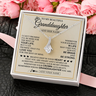 Alluring Beauty Necklace 14K White Gold Finish | 2 | Personalized To My Beautiful Granddaughter Necklace Jewelry Present For Women Granddaughter Birthday Mother's Day Wedding Day Christmas Gift Box Message Card | siriusteestore
