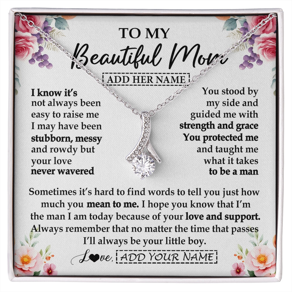 Alluring Beauty Necklace 14K White Gold Finish | 1 | Personalized To My Beautiful Mom Gifts From Son Daughter Necklace Love You Jewelry Gifts For Loving Mothers Day Birthday Christmas Custom Gift Box Message Card | https://siriusteestore.