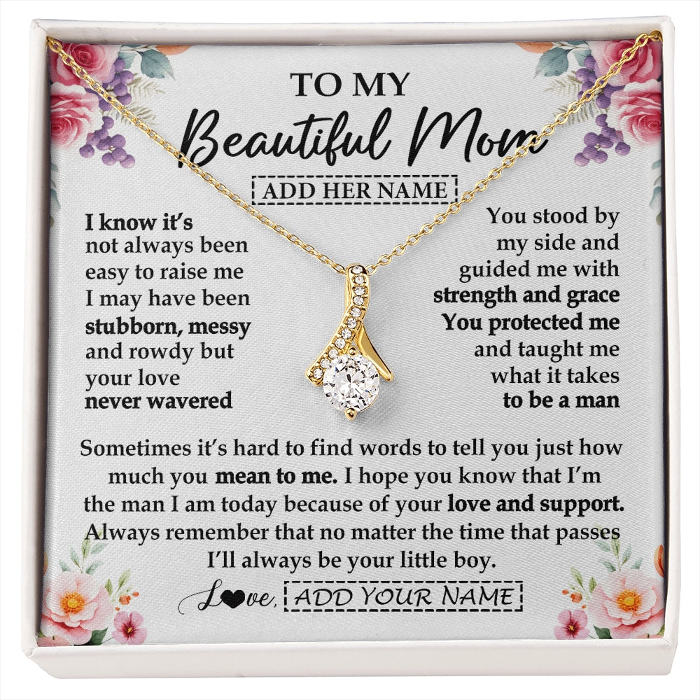 Alluring Beauty Necklace 18K Yellow Gold Finish | 1 | Personalized To My Beautiful Mom Gifts From Son Daughter Necklace Love You Jewelry Gifts For Loving Mothers Day Birthday Christmas Custom Gift Box Message Card | https://siriusteestore.