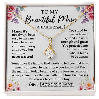Alluring Beauty Necklace 18K Yellow Gold Finish | 1 | Personalized To My Beautiful Mom Gifts From Son Daughter Necklace Love You Jewelry Gifts For Loving Mothers Day Birthday Christmas Custom Gift Box Message Card | https://siriusteestore.