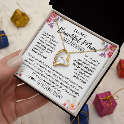 Forever Love Necklace 18K Yellow Gold Finish | 2 | Personalized To My Beautiful Mom Gifts From Son Daughter Necklace Love You Jewelry Gifts For Loving Mothers Day Birthday Christmas Custom Gift Box Message Card | https://siriusteestore.