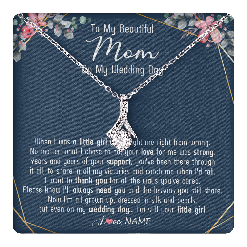 Alluring Beauty Necklace 14K White Gold Finish | 1 | Personalized To My Beautiful Mom Necklace From Daughter On My  Wedding Day Mother Of The Bride From Daughter Mom Jewelry Customized Gift Box Message Card | siriusteestore