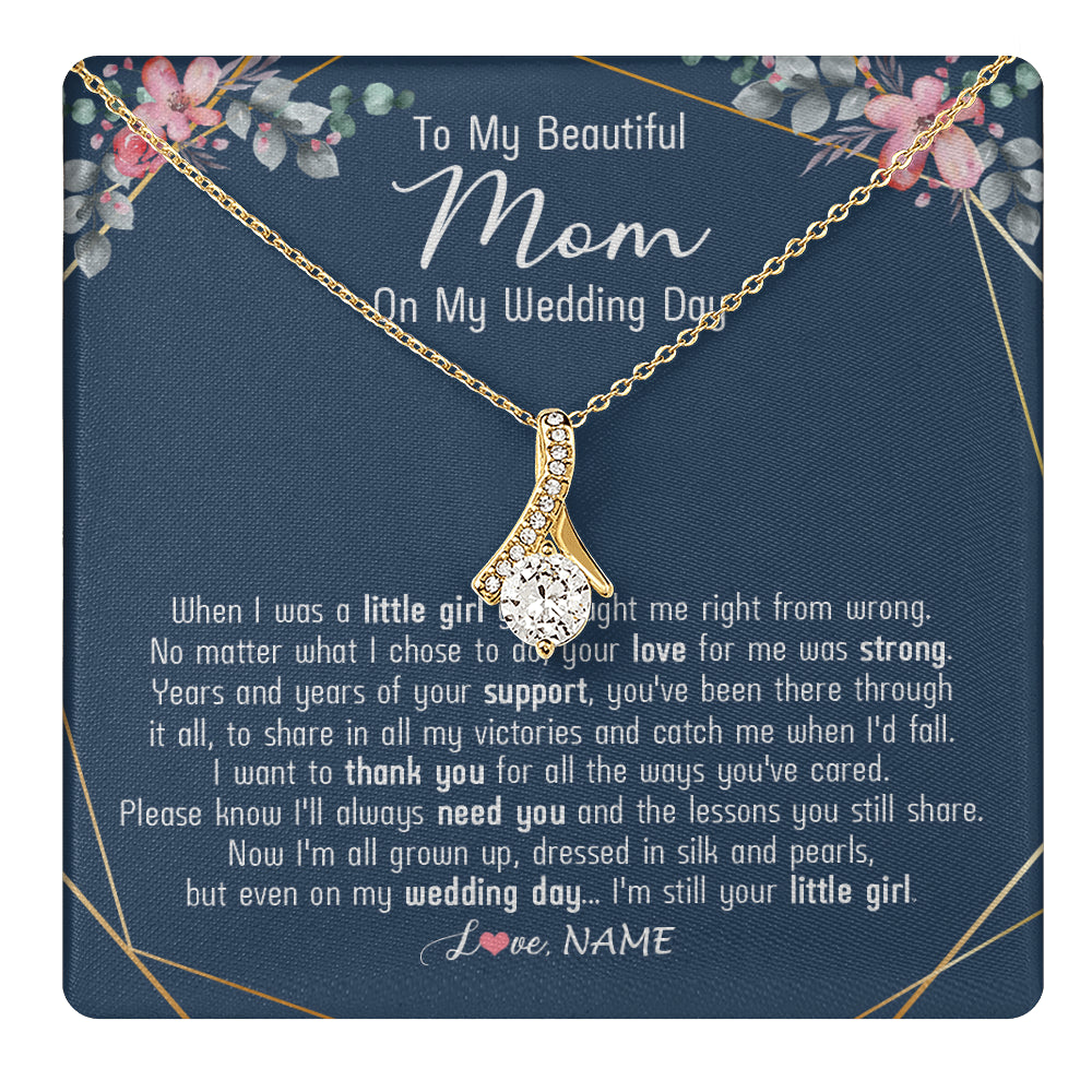 Alluring Beauty Necklace 18K Yellow Gold Finish | 1 | Personalized To My Beautiful Mom Necklace From Daughter On My  Wedding Day Mother Of The Bride From Daughter Mom Jewelry Customized Gift Box Message Card | siriusteestore