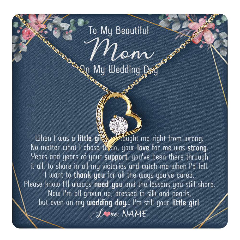 Forever Love Necklace 18K Yellow Gold Finish | 1 | Personalized To My Beautiful Mom Necklace From Daughter On My  Wedding Day Mother Of The Bride From Daughter Mom Jewelry Customized Gift Box Message Card | siriusteestore