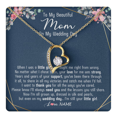 Forever Love Necklace 18K Yellow Gold Finish | 1 | Personalized To My Beautiful Mom Necklace From Daughter On My  Wedding Day Mother Of The Bride From Daughter Mom Jewelry Customized Gift Box Message Card | siriusteestore