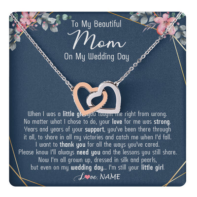 Interlocking Hearts Necklace Stainless Steel & Rose Gold Finish | 1 | Personalized To My Beautiful Mom Necklace From Daughter On My  Wedding Day Mother Of The Bride From Daughter Mom Jewelry Customized Gift Box Message Card | siriusteestore
