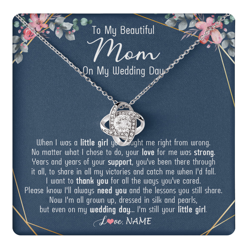 Love Knot Necklace 14K White Gold Finish | 1 | Personalized To My Beautiful Mom Necklace From Daughter On My  Wedding Day Mother Of The Bride From Daughter Mom Jewelry Customized Gift Box Message Card | siriusteestore