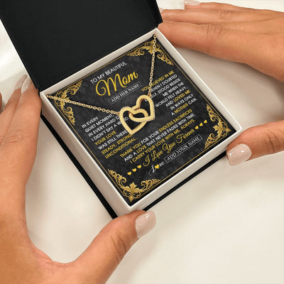 Interlocking Hearts Necklace 18K Yellow Gold Finish | 2 | Personalized To My Beautiful Mom Necklace Sentimental Jewelry Gift From Daughter Son Mother's Day Birthday Anniversary Christmas Custom Gift Box Message Card | https://siriusteestore.