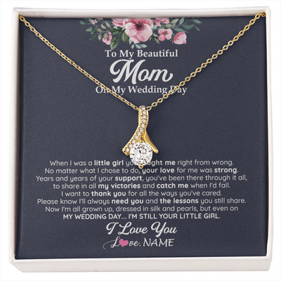 Alluring Beauty Necklace 18K Yellow Gold Finish | 1 | Personalized To My Beautiful Mom On My Wedding Day Necklace From Daughter Little Girl Mother Of Bride Wedding Day Jewelry Customized Gift Box Message Card | siriusteestore
