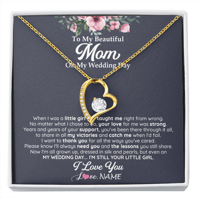 Forever Love Necklace 18K Yellow Gold Finish | 1 | Personalized To My Beautiful Mom On My Wedding Day Necklace From Daughter Little Girl Mother Of Bride Wedding Day Jewelry Customized Gift Box Message Card | siriusteestore
