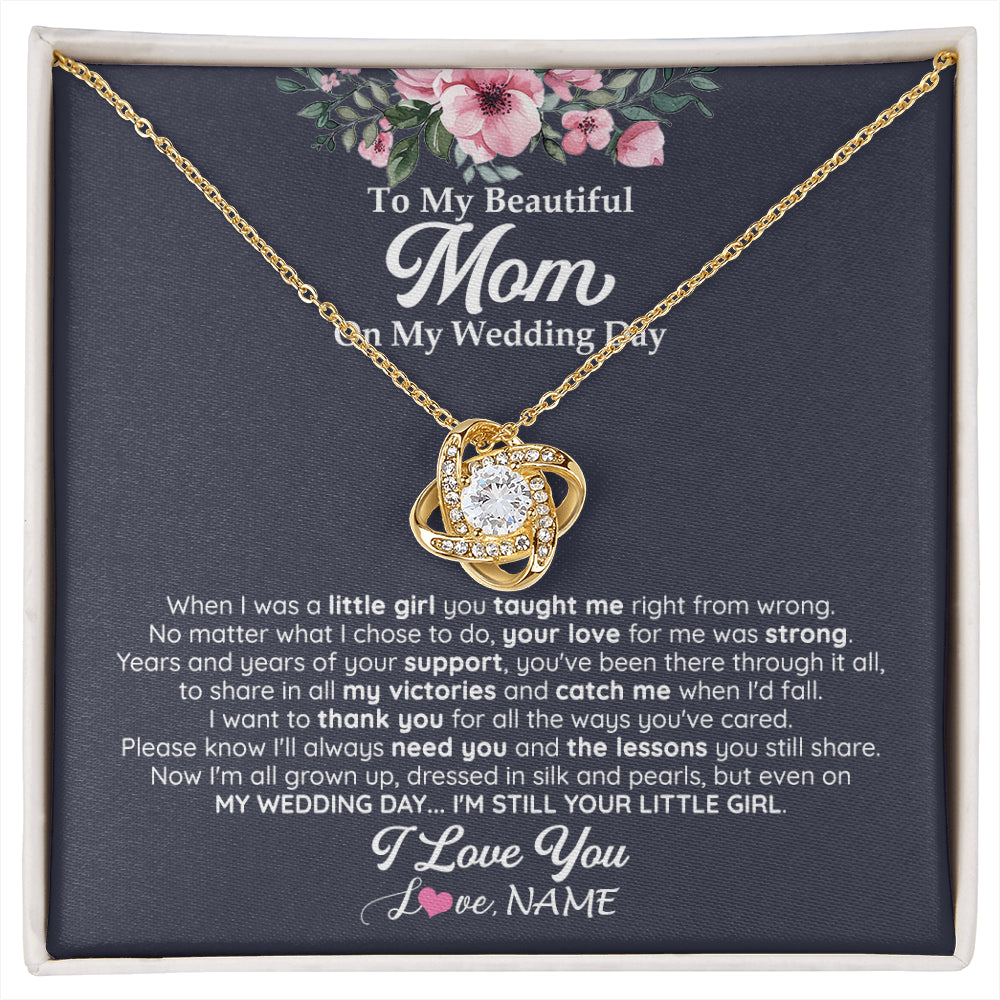 Love Knot Necklace 18K Yellow Gold Finish | 1 | Personalized To My Beautiful Mom On My Wedding Day Necklace From Daughter Little Girl Mother Of Bride Wedding Day Jewelry Customized Gift Box Message Card | siriusteestore