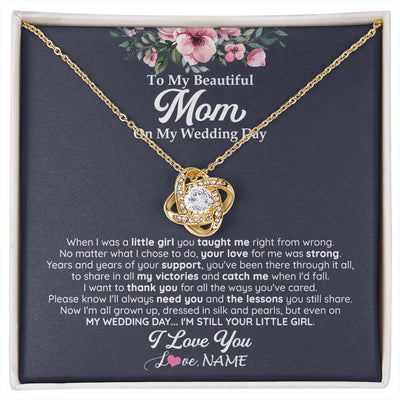 Love Knot Necklace 18K Yellow Gold Finish | 1 | Personalized To My Beautiful Mom On My Wedding Day Necklace From Daughter Little Girl Mother Of Bride Wedding Day Jewelry Customized Gift Box Message Card | siriusteestore