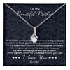 Alluring Beauty Necklace 14K White Gold Finish | 1 | Personalized To My Beautiful Mother Necklace From Son On My Wedding Day Mother Of The Groom For Mom Wedding Day Jewelry Customized Gift Box Message Card | siriusteestore