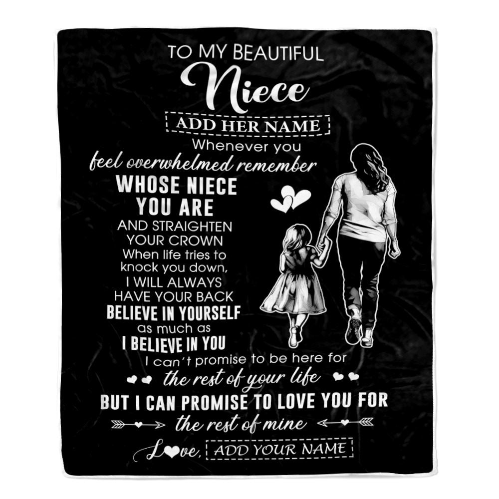 Personalized To My Beautiful Niece Blanket From Aunt Believe In Yourself Niece Birthday Gifts Graduation Christmas Customized Fleece Throw Blanket | siriusteestore
