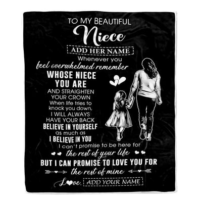 Personalized To My Beautiful Niece Blanket From Aunt Believe In Yourself Niece Birthday Gifts Graduation Christmas Customized Fleece Throw Blanket | siriusteestore