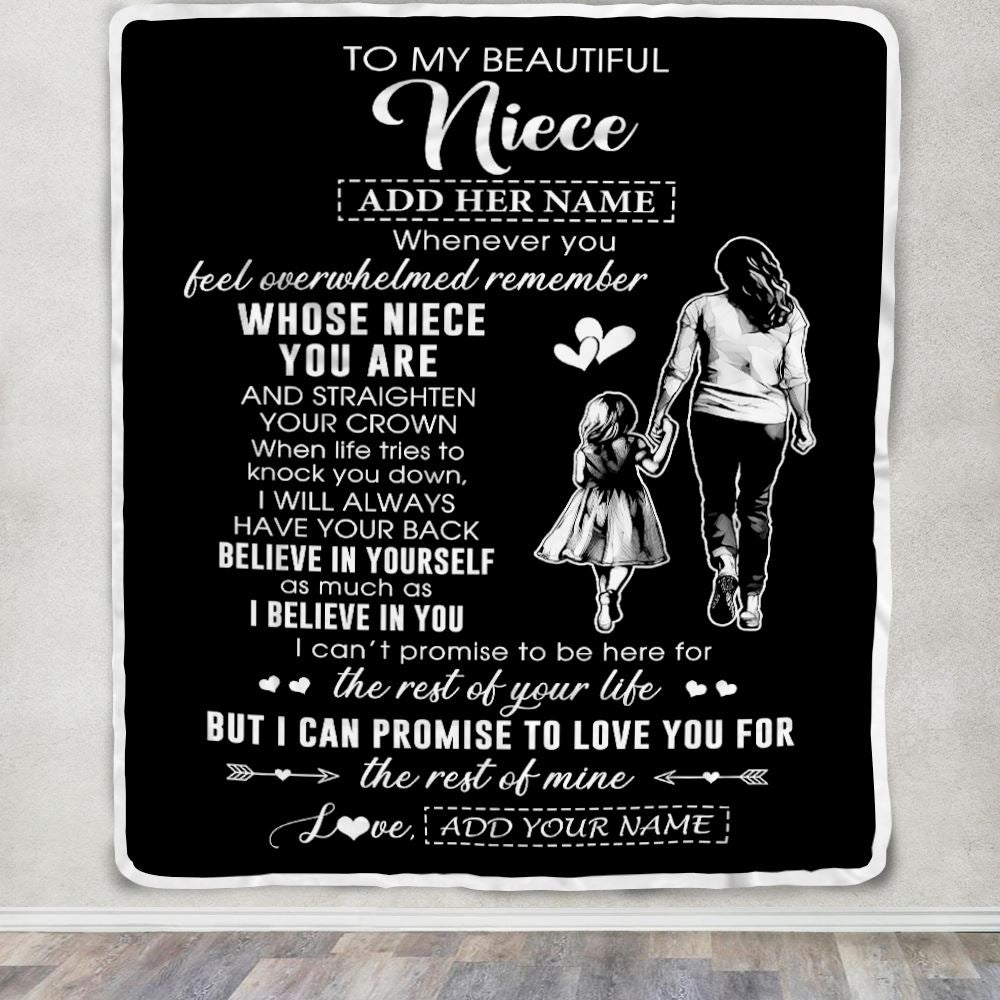 Personalized To My Beautiful Niece Blanket From Aunt Believe In Yourself Niece Birthday Gifts Graduation Christmas Customized Fleece Throw Blanket | siriusteestore