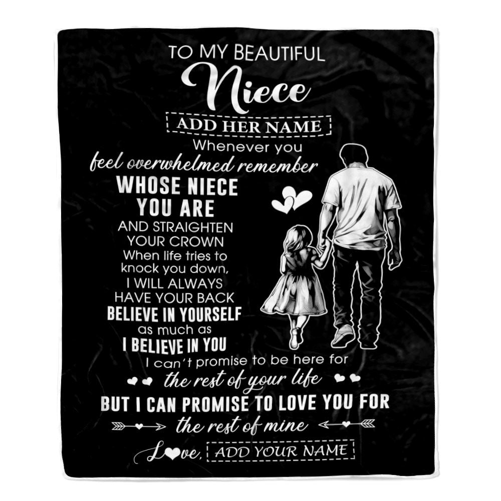 Personalized To My Beautiful Niece Blanket From Uncle Believe In Yourself Niece Birthday Gifts Graduation Christmas Customized Fleece Throw Blanket | siriusteestore