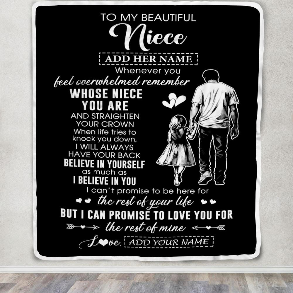 Personalized To My Beautiful Niece Blanket From Uncle Believe In Yourself Niece Birthday Gifts Graduation Christmas Customized Fleece Throw Blanket | siriusteestore