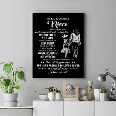 Personalized To My Beautiful Niece Canvas From Aunt Believe In Yourself Niece Birthday Gifts Graduation Christmas Custom Wall Art Print Framed Canvas | siriusteestore