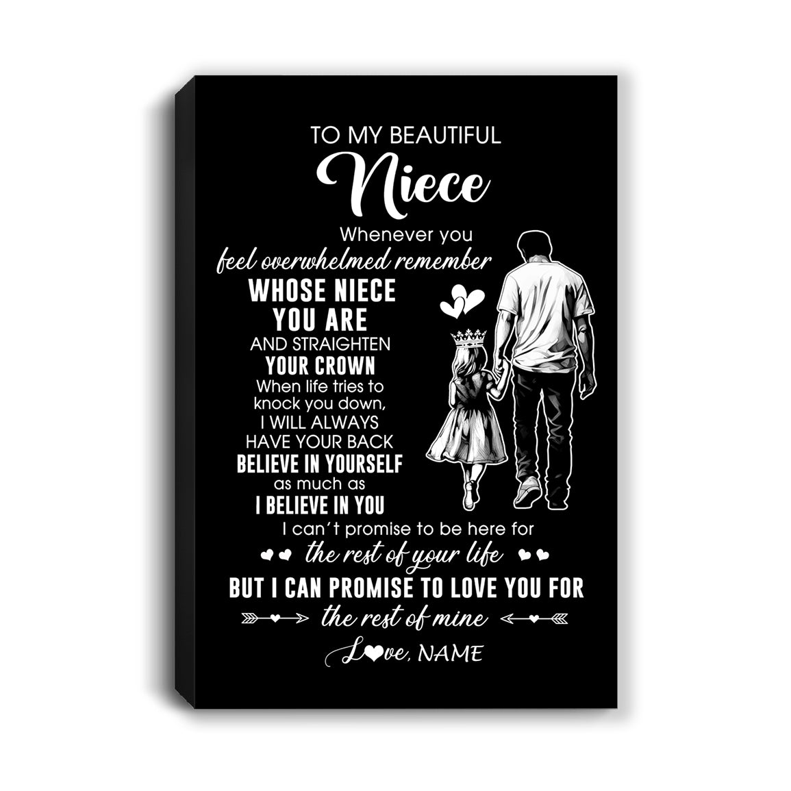 Personalized To My Beautiful Niece Canvas From Uncle Believe In Yourself Niece Birthday Gifts Graduation Christmas Custom Wall Art Print Framed Canvas | siriusteestore