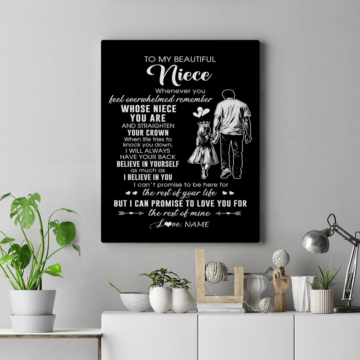 Personalized To My Beautiful Niece Canvas From Uncle Believe In Yourself Niece Birthday Gifts Graduation Christmas Custom Wall Art Print Framed Canvas | siriusteestore