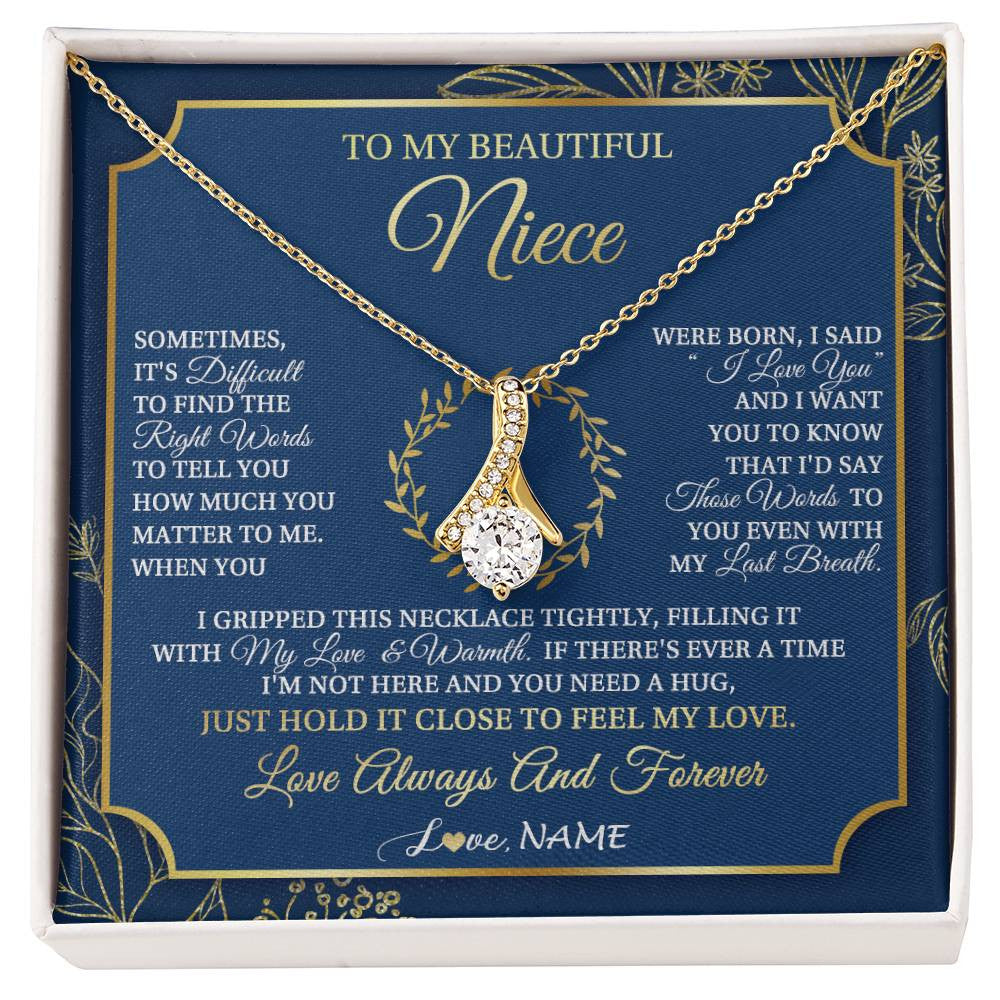 Alluring Beauty Necklace 18K Yellow Gold Finish | 1 | Personalized To My Beautiful Niece From Aunt Uncle I Gripped This Necklace Niece Jewelry Birthday Gifts Christmas Customized Gift Box Message Card | siriusteestore