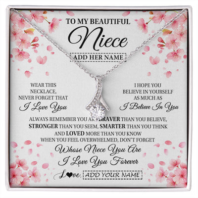Alluring Beauty Necklace 14K White Gold Finish | 1 | Personalized To My Beautiful Niece From Aunt Uncle Necklace Never Forget Birthday Gifts For Niece Birthday Gift Graduation Christmas Gift Box Message Card | siriusteestore.myshopify