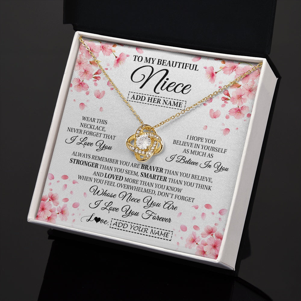 Love Knot Necklace 18K Yellow Gold Finish | 2 | Personalized To My Beautiful Niece From Aunt Uncle Necklace Never Forget Birthday Gifts For Niece Birthday Gift Graduation Christmas Gift Box Message Card | siriusteestore.myshopify