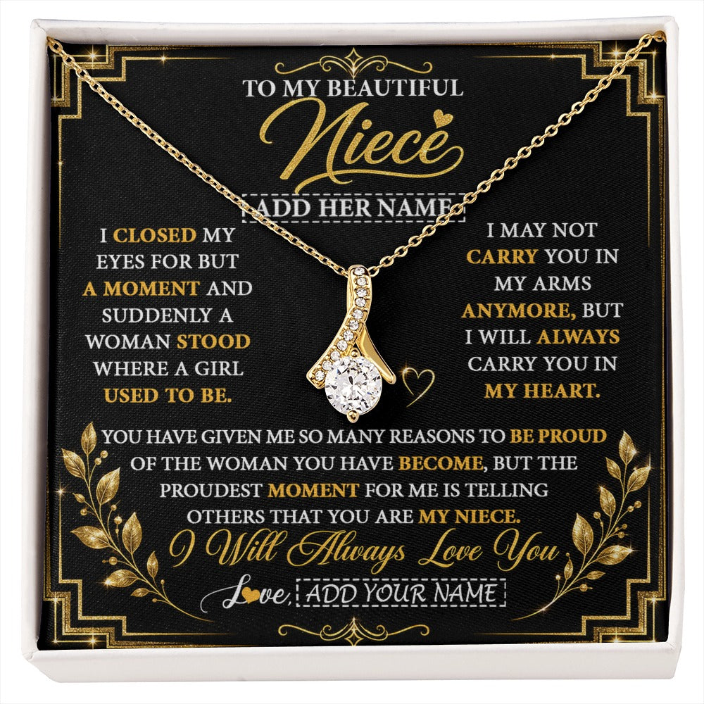 Alluring Beauty Necklace 18K Yellow Gold Finish | 1 | Personalized To My Beautiful Niece Gifts From Aunt Uncle Pendant Necklace I Close My Eyes Niece Birthday Gifts Christmas Graduation Gift Box Message Card | https://siriusteestore.