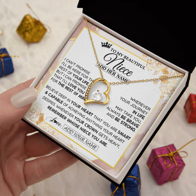 Forever Love Necklace 18K Yellow Gold Finish | 2 | Personalized To My Beautiful Niece Gifts Necklace From Aunt Uncle Crown Jewelry Present On Birthday Niece Christmas Graduation Custom Gift Box Message Card | https://siriusteestore.