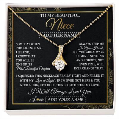 Alluring Beauty Necklace 18K Yellow Gold Finish | 1 | Personalized To My Beautiful Niece Gifts Necklace From Aunt Uncle Feel My Love For Adult Niece Graduation Christmas Customized Gift Box Message Card | https://siriusteestore.