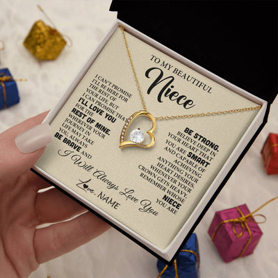 Forever Love Necklace 18K Yellow Gold Finish | 2 | Personalized To My Beautiful Niece Gifts Necklace From Aunt Uncle Inspirational Birthday Gift For Niece Graduation Christmas Customized Gift Box Message Card | siriusteestore