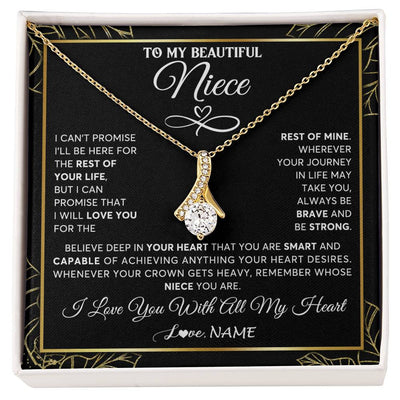 Alluring Beauty Necklace 18K Yellow Gold Finish | 1 | Personalized To My Beautiful Niece Necklace From Aunt Auntie Crown Jewelry Gifts For Niece Birthday Graduation Christmas Customized Gift Box Message Card | siriusteestore