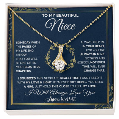 Alluring Beauty Necklace 18K Yellow Gold Finish | Personalized To My Beautiful Niece Necklace From Aunt Auntie Uncle Someday Niece Birthday Christmas Jewelry Charm Present Customized Gift Box Message Card | siriusteestore